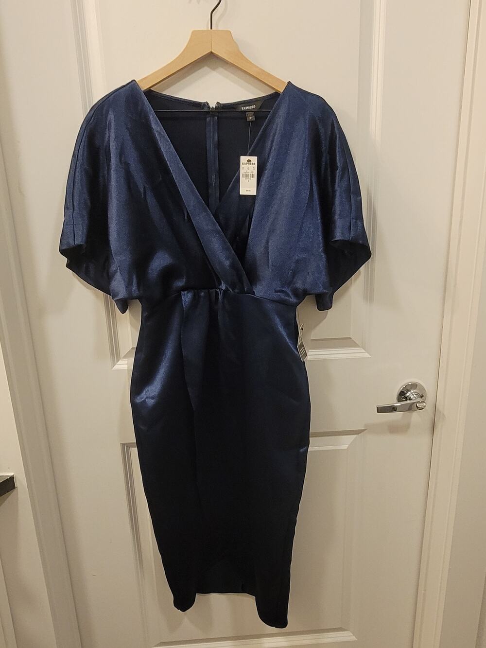 Express Kimono Sleeve Blue Midi Dress